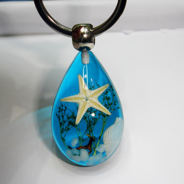 Wholesale 6pcs Starfish Conch Resin Creative Keychain