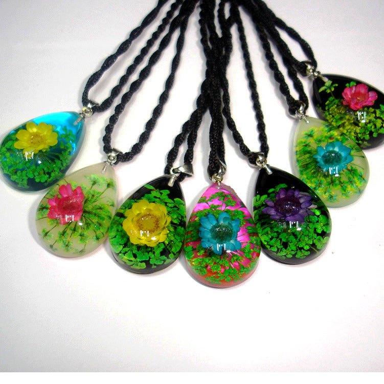 Wholesale 20pcs Resin Drop Glue Three-dimensional Real Flower Dried Flower Necklace
