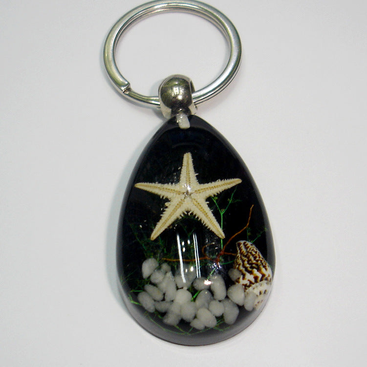 Wholesale 12pcs Natural Starfish Amber Keychain