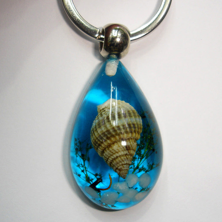 Wholesale 12pcs Ocean Real Starfish Conch Specimen Keychain