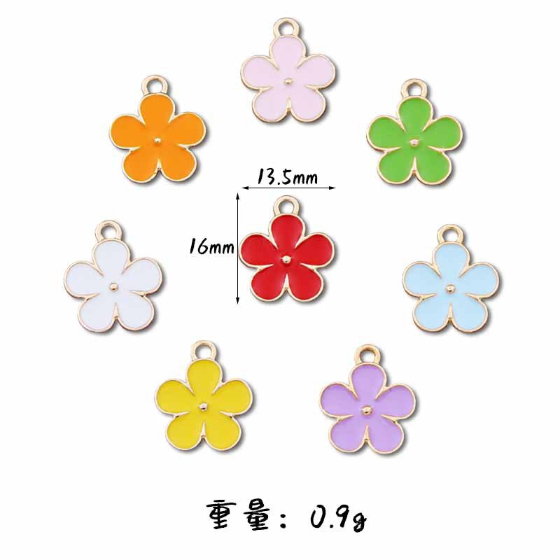 Wholesale 10pcs Small Flower Diy Alloy Oil Drip Keychain Pendant
