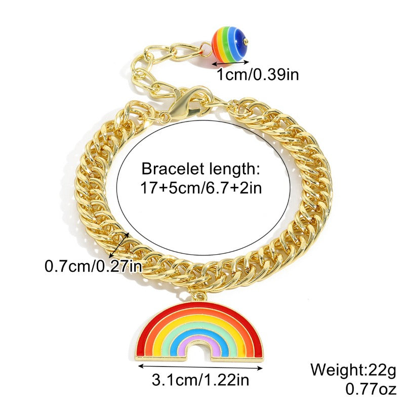 Wholesale 1pair/pack Rainbow Heart Magnetic Bracelets for Valentine's Day.