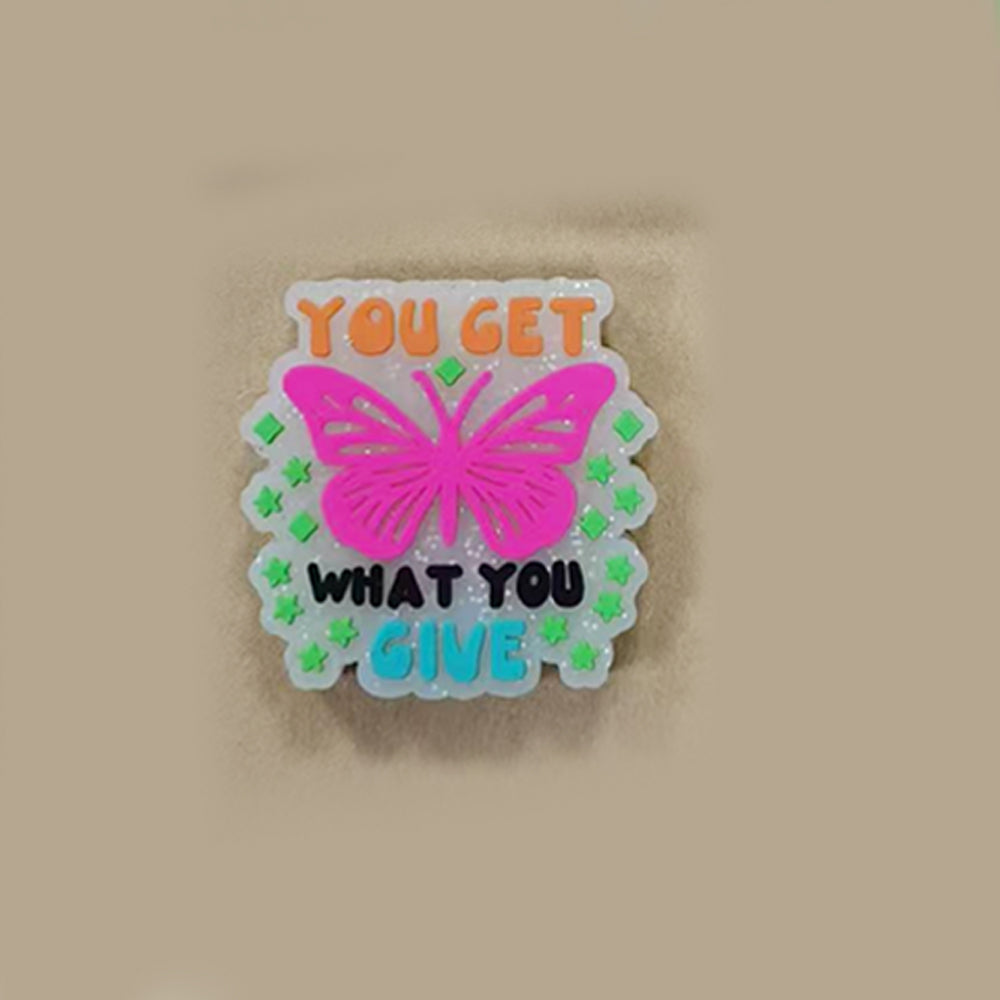 Wholesale 10pcs Luminous Butterfly Letters Dog Scratch Pattern Silicone Beads