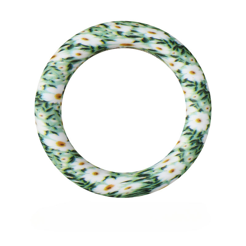 Wholesale 20pcs Silicone Bead Ring Keychain Beaded Jewelry Children DIY Handmade Silicone Bracelet