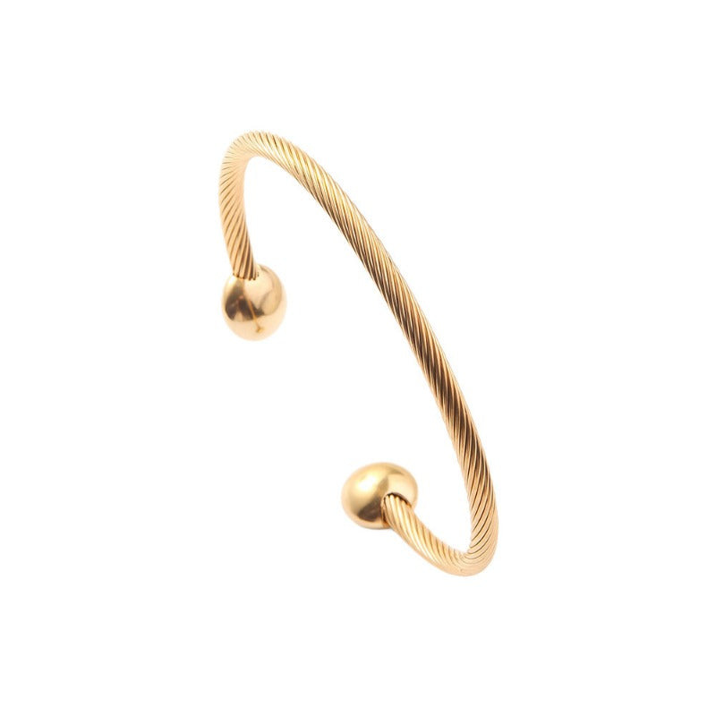 Wholesale Titanium Steel Threaded Opening Adjustable 18K Gold Vacuum Plated Non Fading Trendy Bracelet