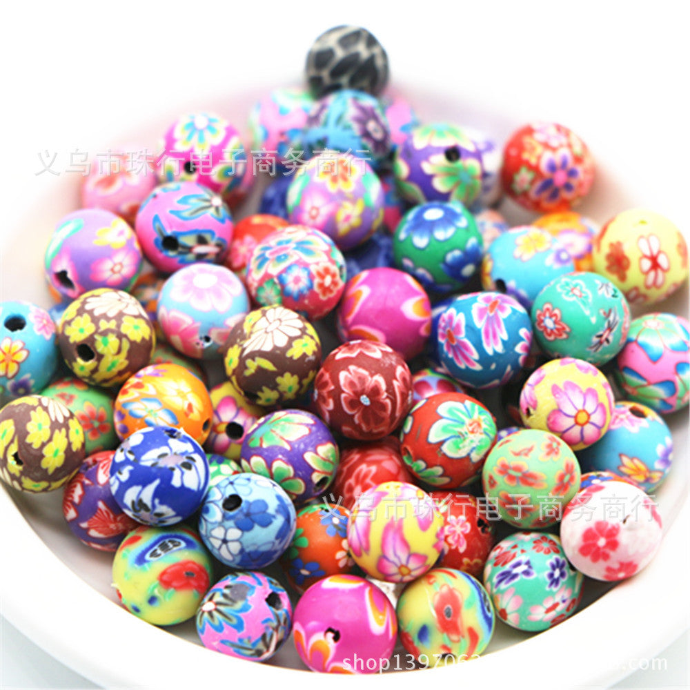 Wholesale 100PCS DIY Round Mixed Color Soft Ceramic Beads