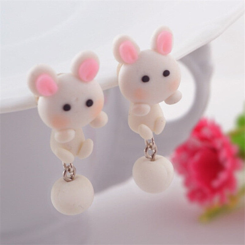 Pendientes de arcilla de cerámica suaves de los animales lindos al por mayor