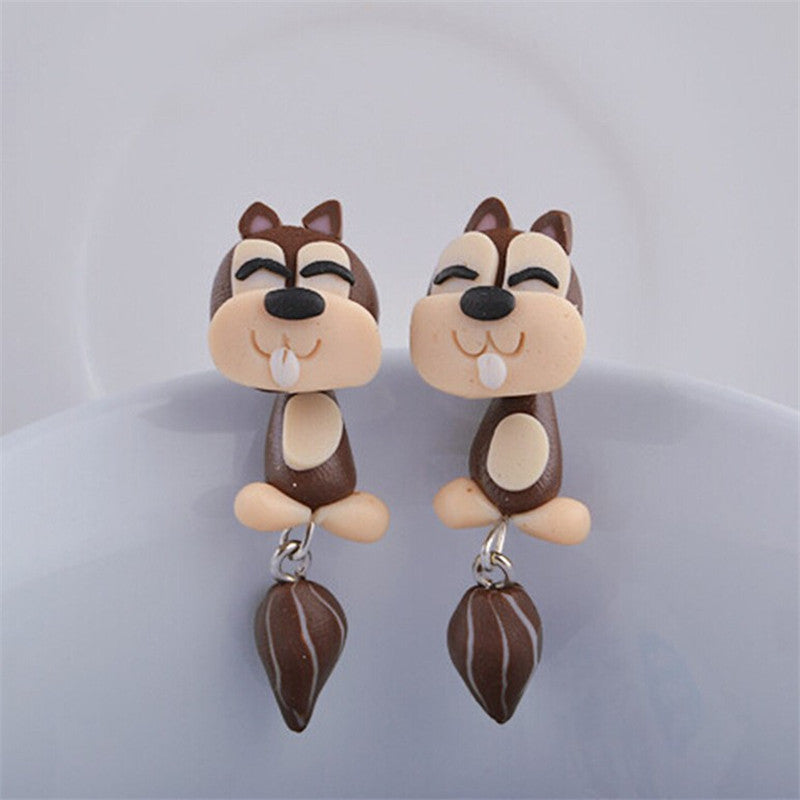 Pendientes de arcilla de cerámica suaves de los animales lindos al por mayor