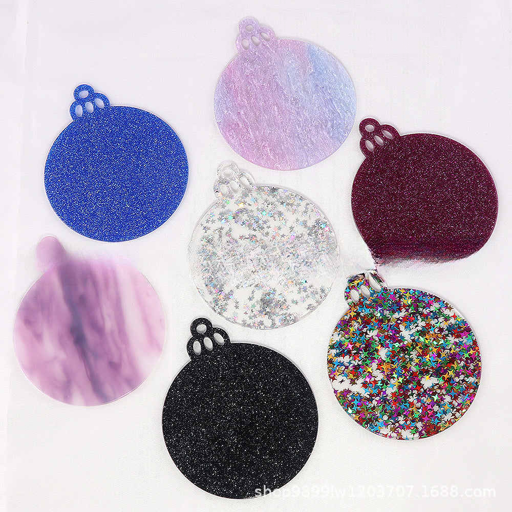 Wholesale 10pcs Glitter Acrylic Christmas Pendant Decoration DIY Glitter Craft Hanging Ornament Patch