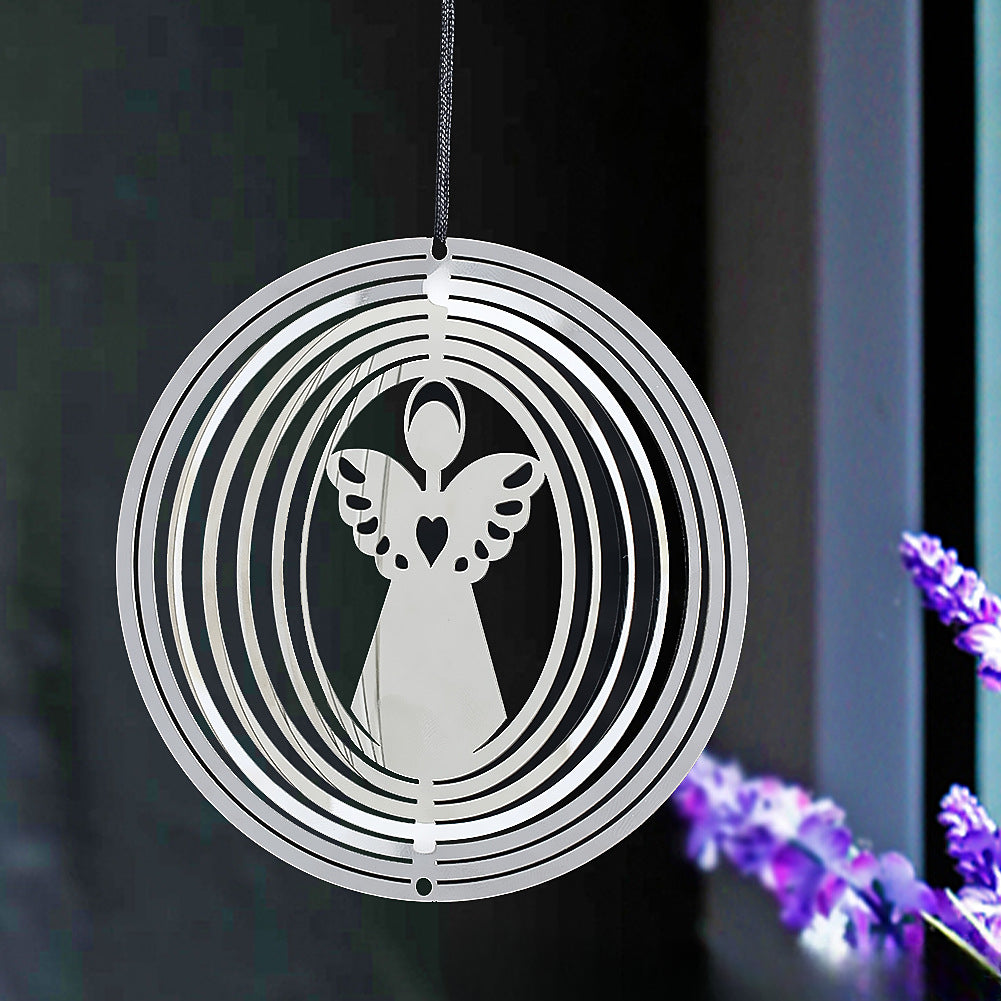 Wholesale10CM Silver 3D Wings Angel Stainless Steel Rotating Wind Chime