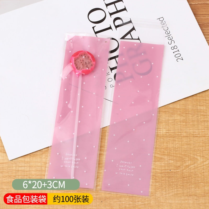 Wholesale 100PCS Long Baking Self-adhesive Bag Cookie Bag Biscuit Ziplock Bag