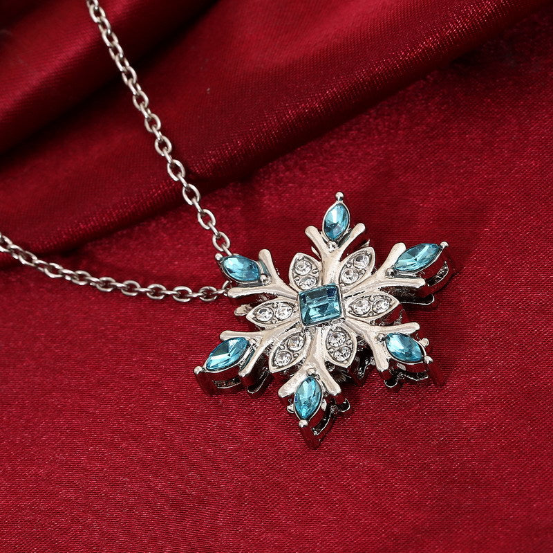 Wholesale Natural Gemstone Silver Plated Zircon Snowflake Necklace Christmas Gift Pendant