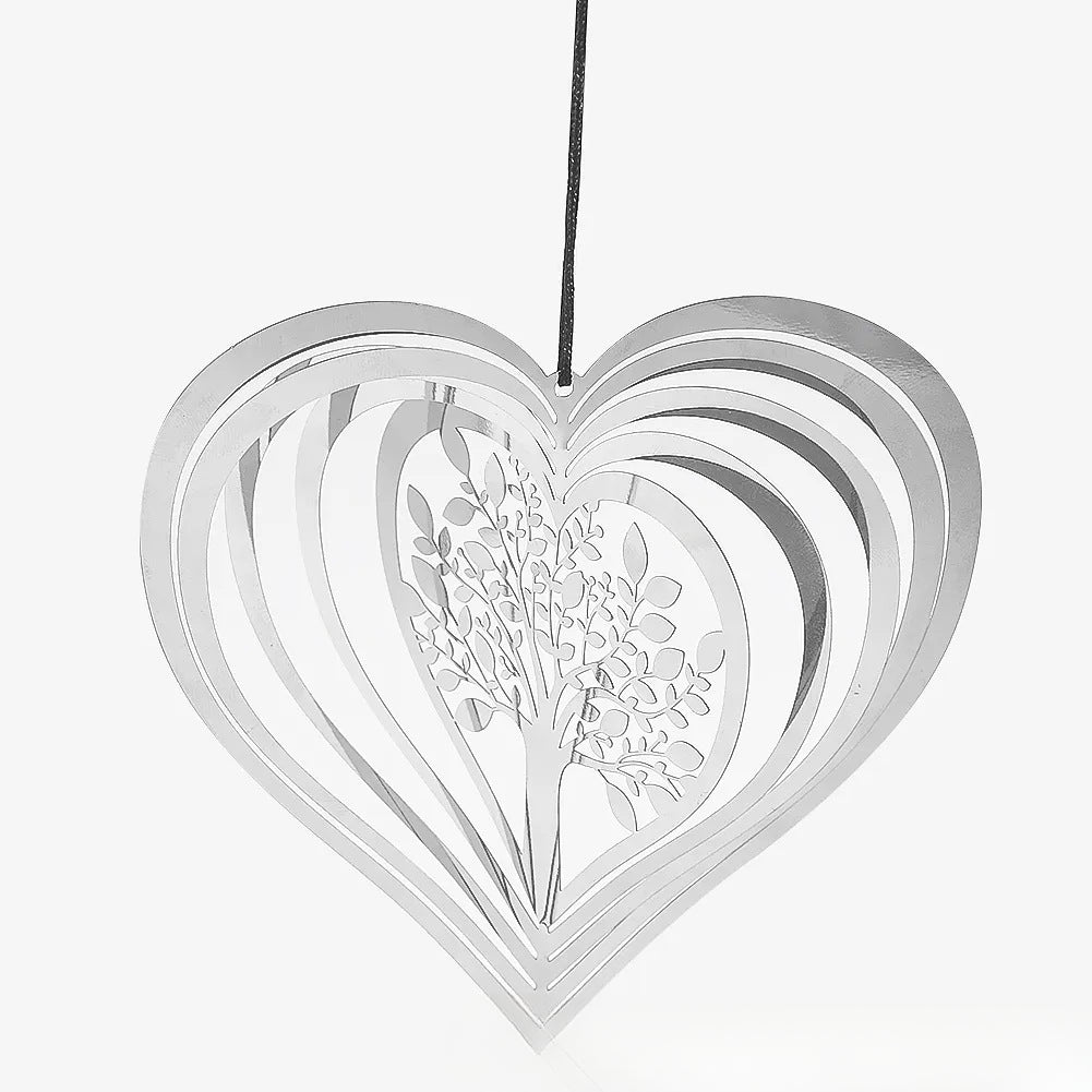 Wholesale Life Tree Hollow Heart Rotating Stainless Steel Wind Chime