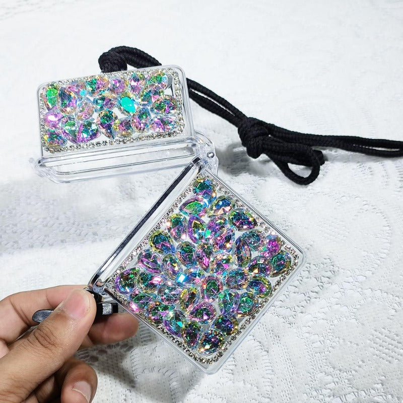 Wholesale Women's Transparent Waterproof Cigarette Box with Hanging Rope and Diamond Inlay