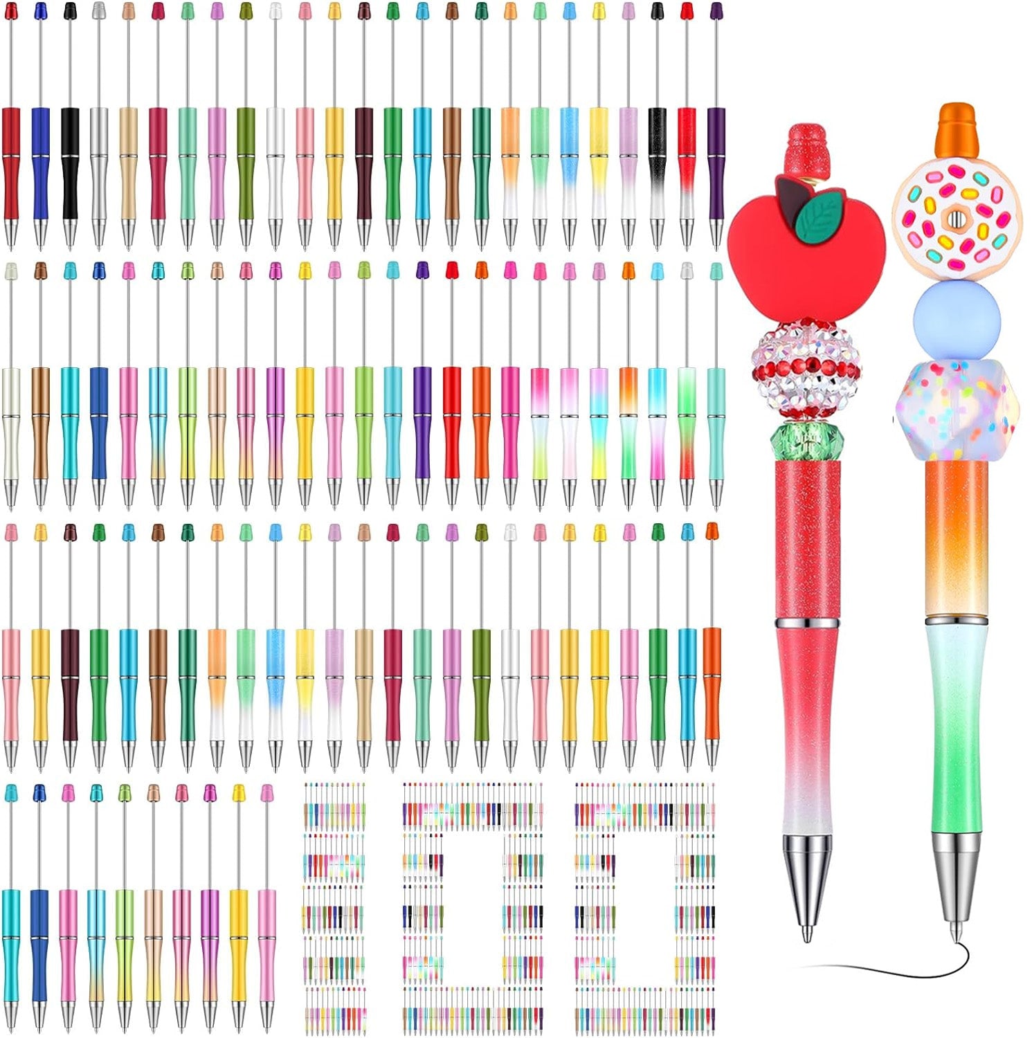 Wholesale Random 100pcs Solid Color Beadable Pens DIY for Beaded Plastic Pen