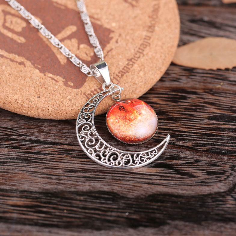 Wholesale Starry Sky Moon Time Gemstone Necklace