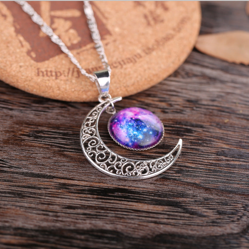 Wholesale Starry Sky Moon Time Gemstone Necklace