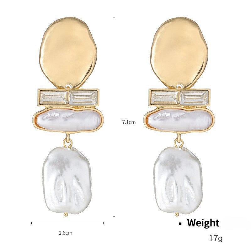 Wholesale Alloy Inlaid Baroque Pearl Earrings