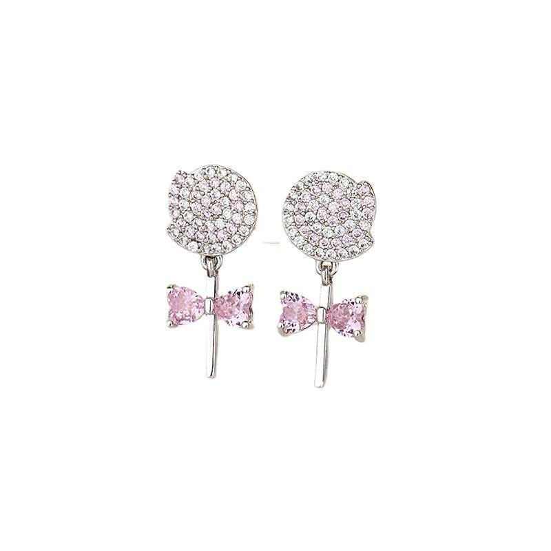 Wholesale Sterling Silver Lollipop Stud Earrings Zircon Candy Earrings