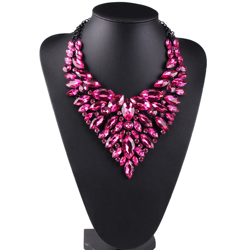 Wholesale Hollow Multi-color Alloy Diamond Necklace