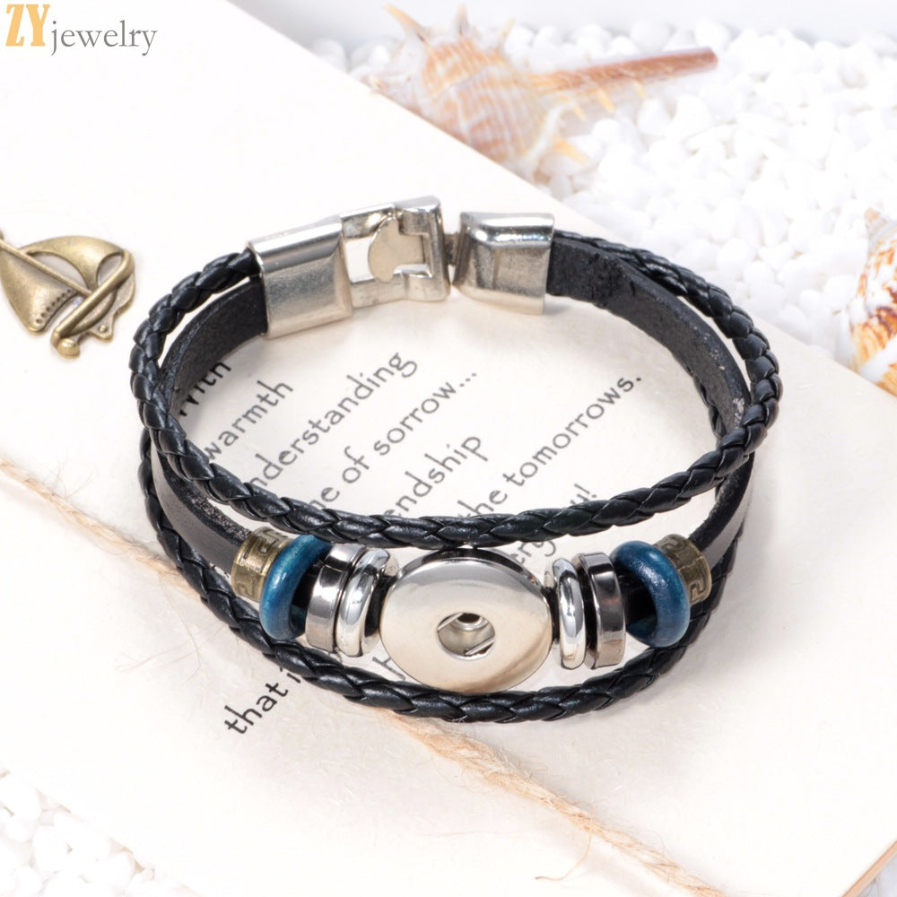 Wholesale 4-piece buckle leather bracelet diy crystal bracelet pendant