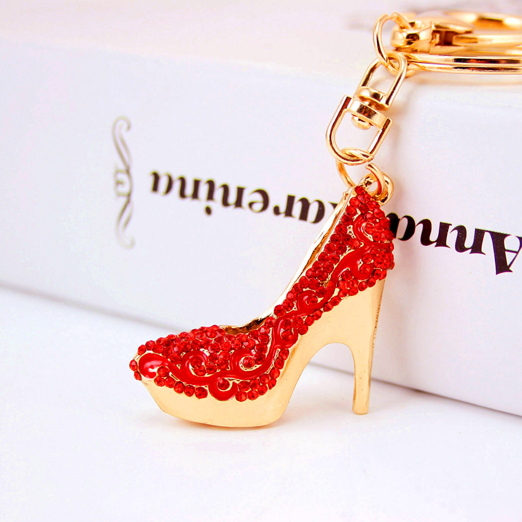 Wholesale High Heels with Diamond Inlaid Zinc Alloy Keychains