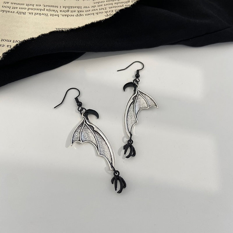 Wholesale Halloween Retro Gothic Bat Wings Alloy Earrings
