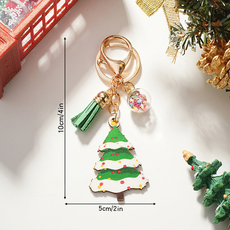 Wholesale Wooden Cartoon Santa Claus Christmas Series Keychain