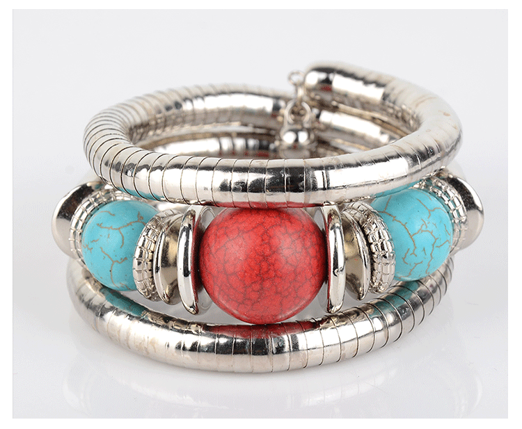 Wholesale  three-circle personality spacer retro beaded Bohemian multi-layer bracelet