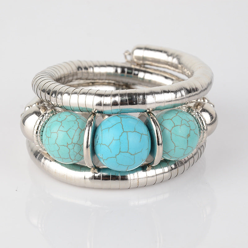 Wholesale  three-circle personality spacer retro beaded Bohemian multi-layer bracelet