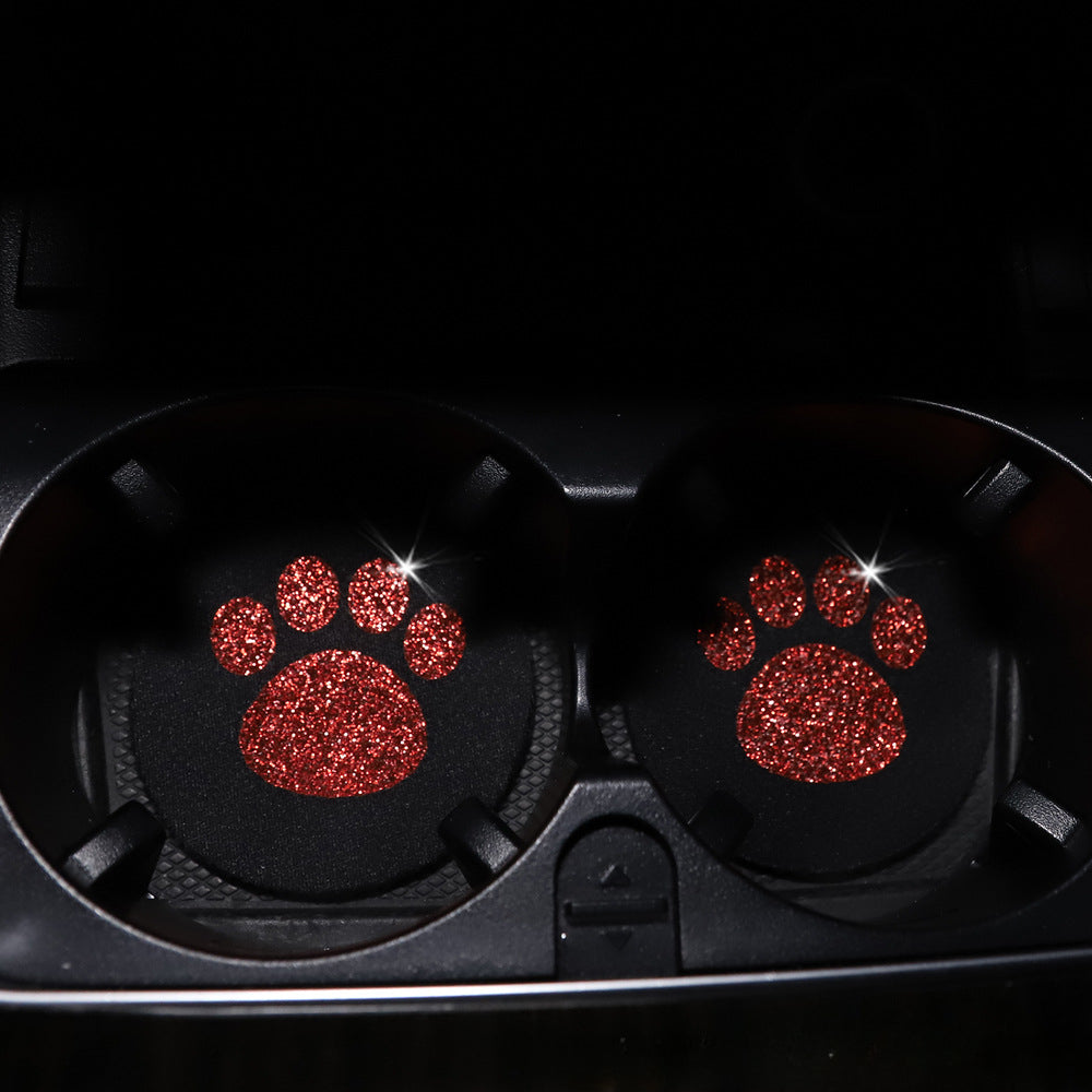 Wholesale Hot Stamping Dog Paw Print Foaming Material Car Tea Coaster Anti-slip Mat