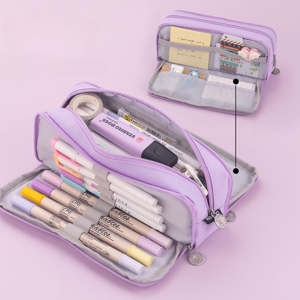 Wholesale Solid Color Pen Bags with Large Capacity Stationery Pencils Canvas Storage Bag