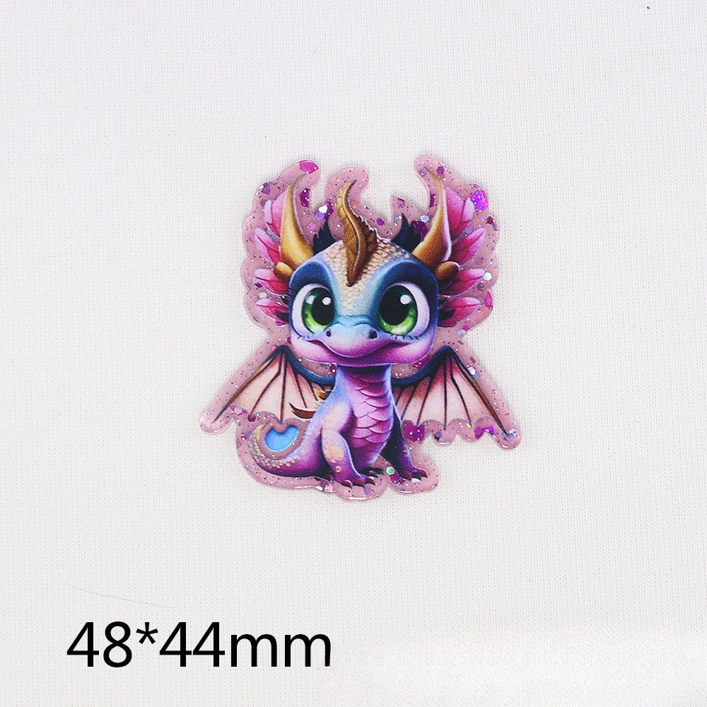 Wholesale 10PCS FlatBack Cartoon Dragon Calf Letter Ornaments Acrylic DIY Patch Accessories