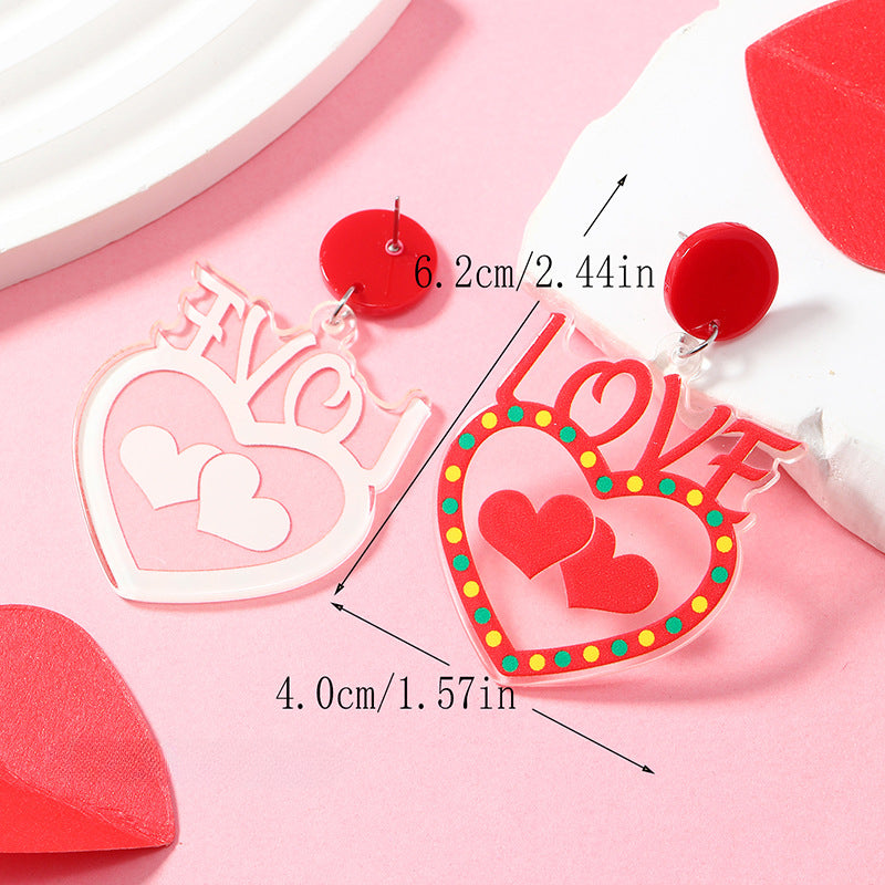 Wholesale Valentine's Day Pink Love Envelope Acrylic Earrings