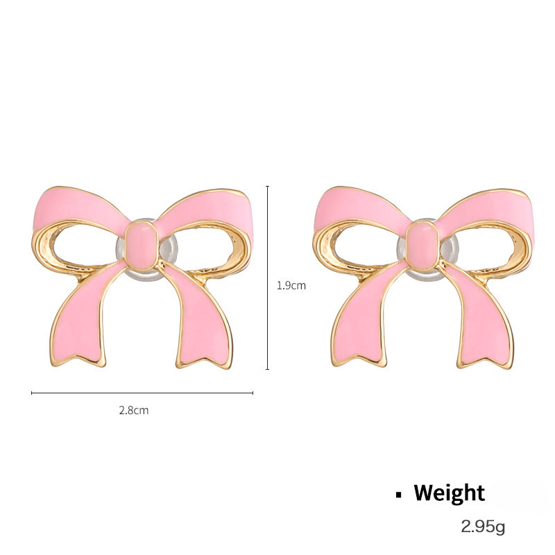 Wholesale Christmas Series Love Bow Drop Oil Earrings