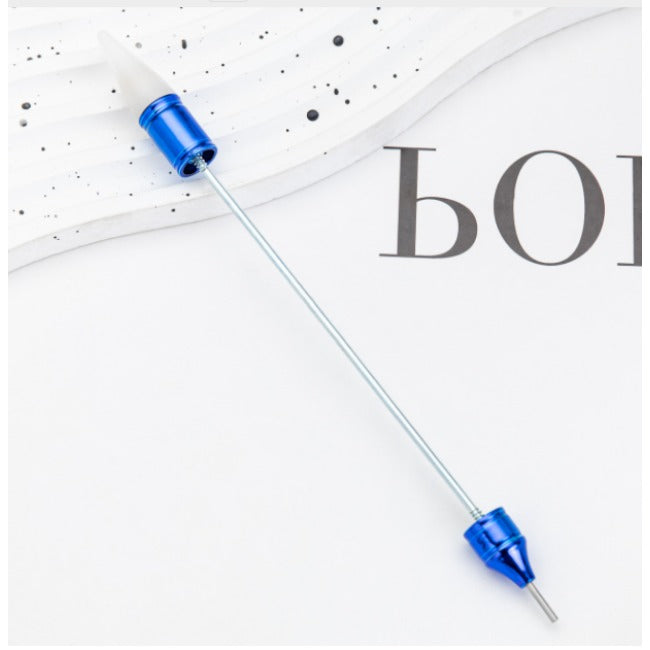 Wholesale 2pcs Beadable Pens Nail art Double-head drill pen DIY tools with wax blotting dot decal appliqué pen