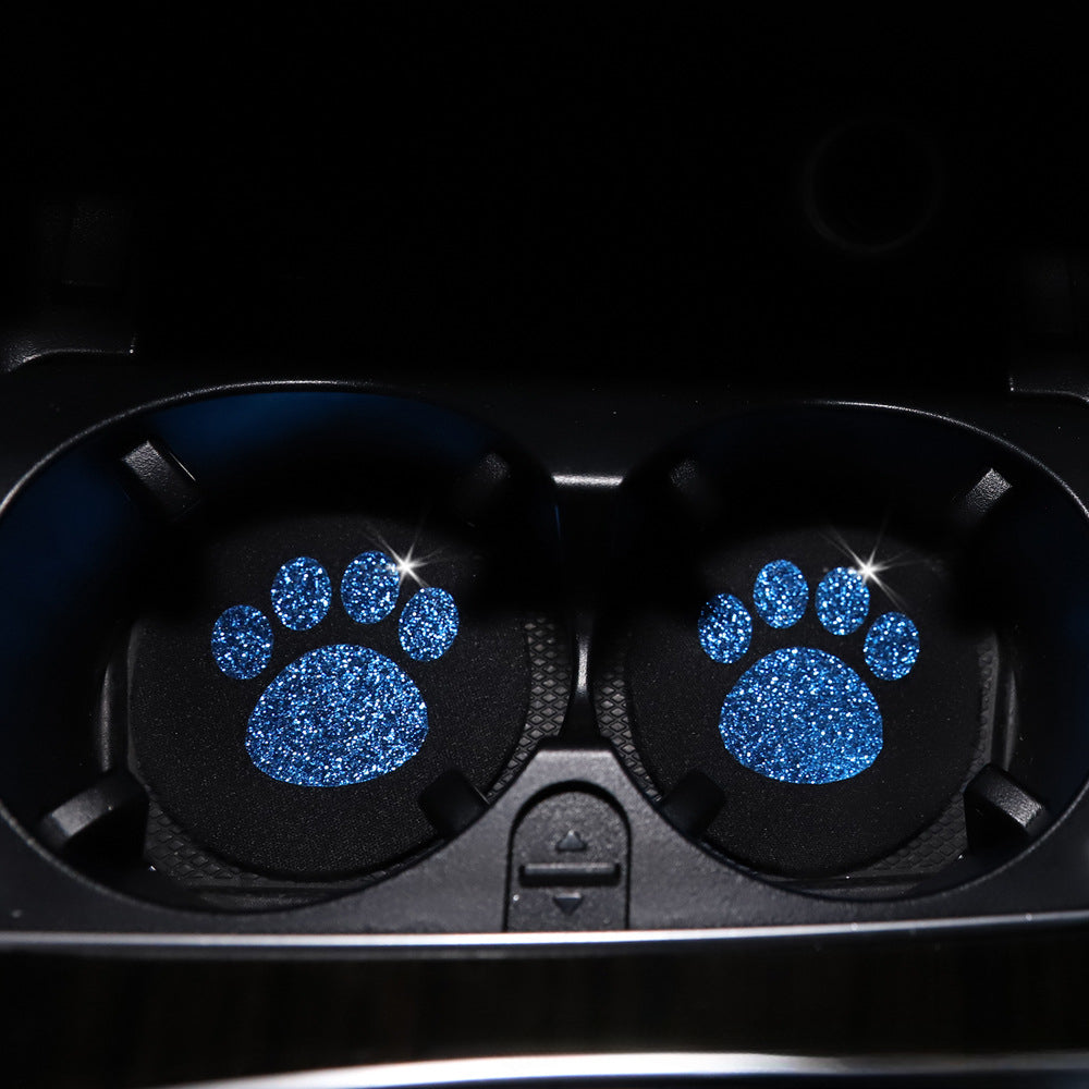 Wholesale Hot Stamping Dog Paw Print Foaming Material Car Tea Coaster Anti-slip Mat