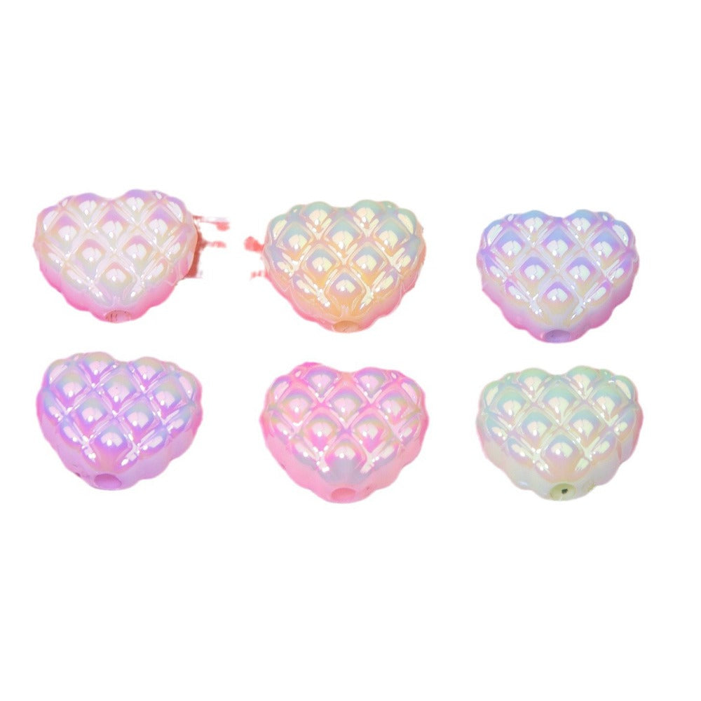 Wholesale 10pcs Cream Waffle Diamond Lattice Love Beads Plated Color Beads