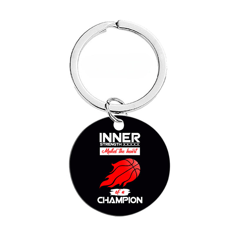 Wholesale Basketball Circular Hanging Tag Metal Keychain