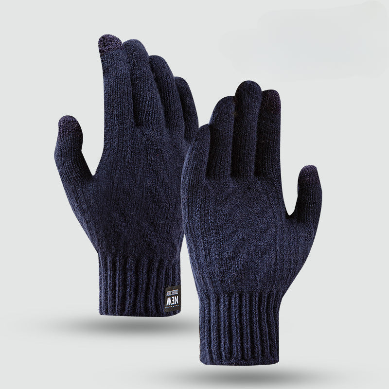 Wholesale Winter Warm Plus Velvet Thickened Knitted Touch Screen Gloves