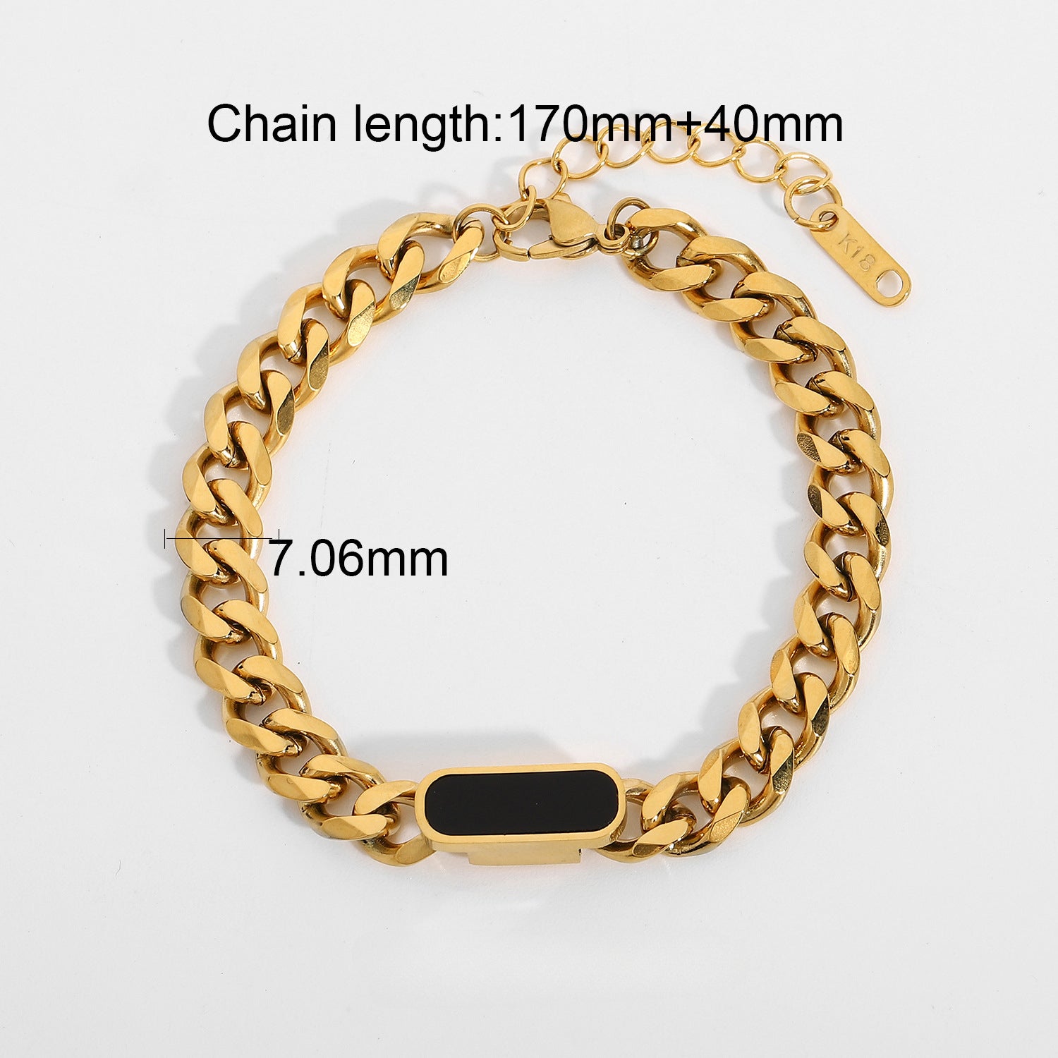 Cadena de acero de acero inoxidable al por mayor titanio de acero de oro plateado de 18 km brazalete