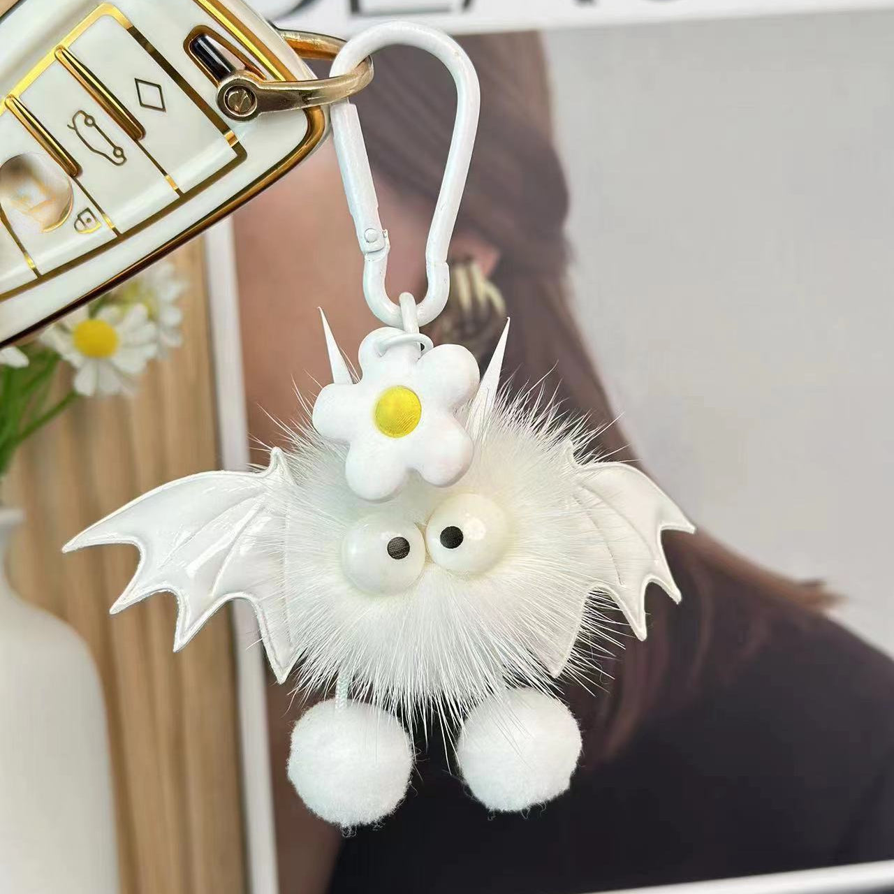 Wholesale Halloween Fur Ball Imp Key Ring