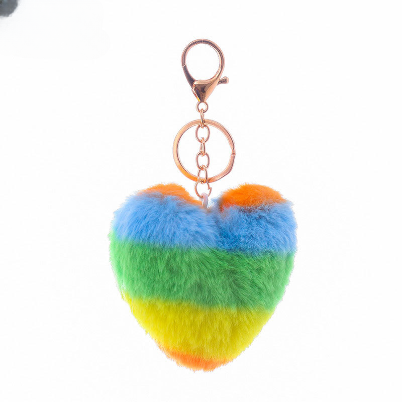 Wholesale Simple Pendant Stitching Colorful Plush Heart Keychains