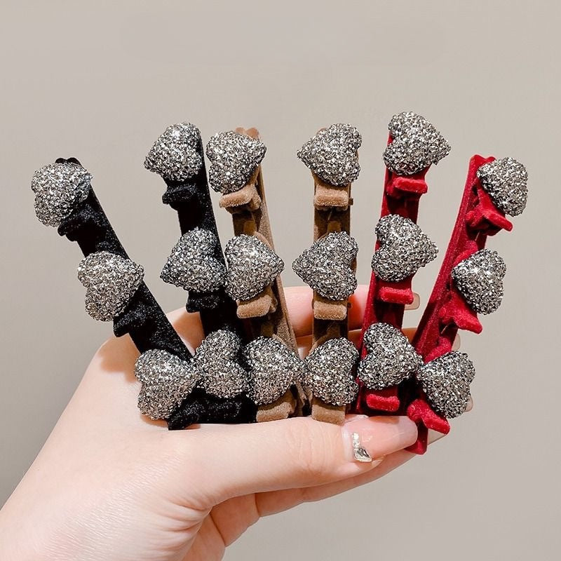 Wholesale Flocked Heart Hairpin New Year Bangs Hairpin Full Diamond Hairpin