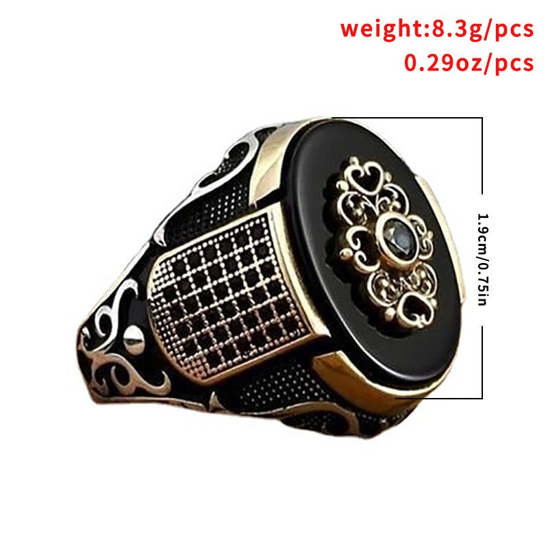 Wholesale Geometric Elliptical Black Acrylic Personalized Retro Two Color Crown Rings