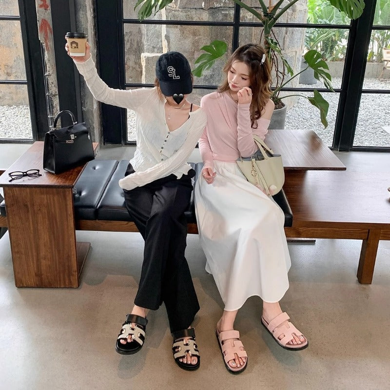 Wholesale Velcro Casual Thick Bottom H Shape Sandals