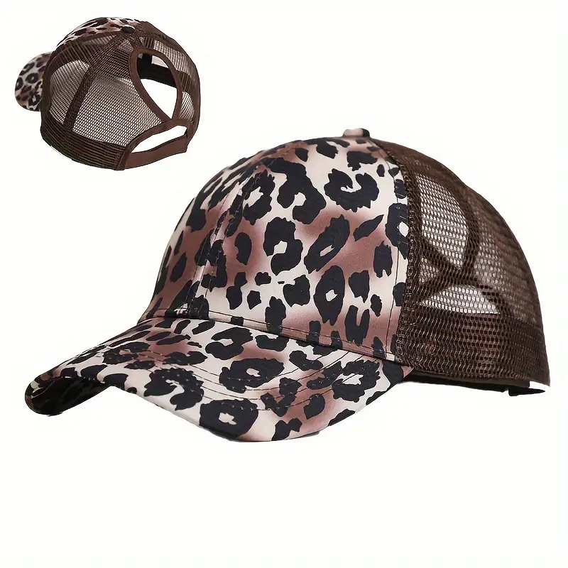 Wholesale Zebra Leopard Cross Ponytail Polyester Baseball Cap