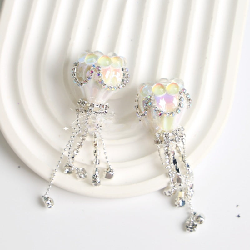 Wholesale Cat Eye Love Crown Beads Full of Diamond Hot Air Balloon Tassels Acrylic Beads