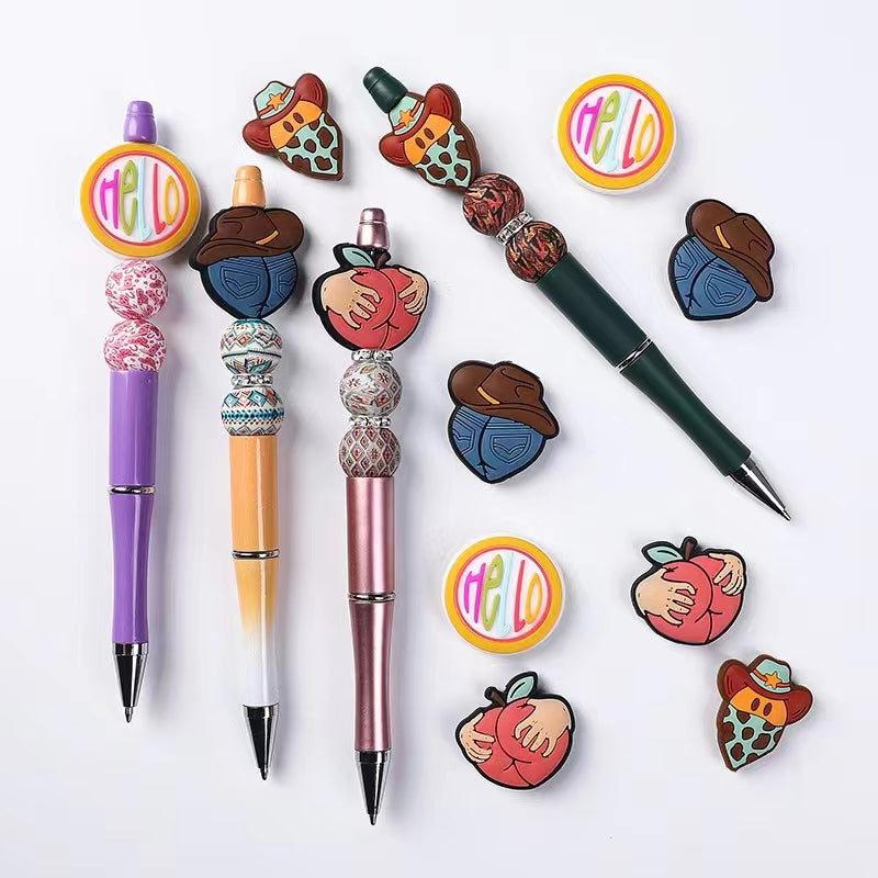 Wholesale 20pcs Cartoon Western Style Series Cowboy Hat Pattern Silicone Beads