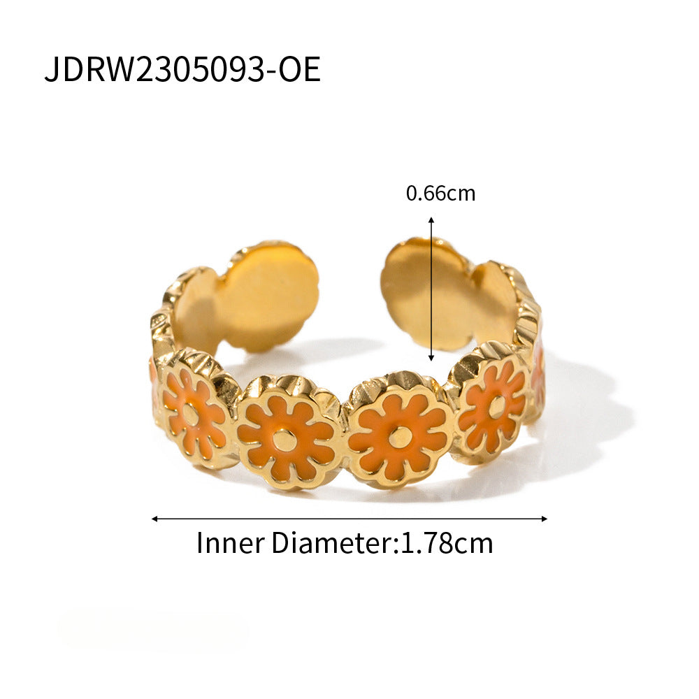 Wholesale Daisy Opening Adjustable Titanium Steel Plating Ring